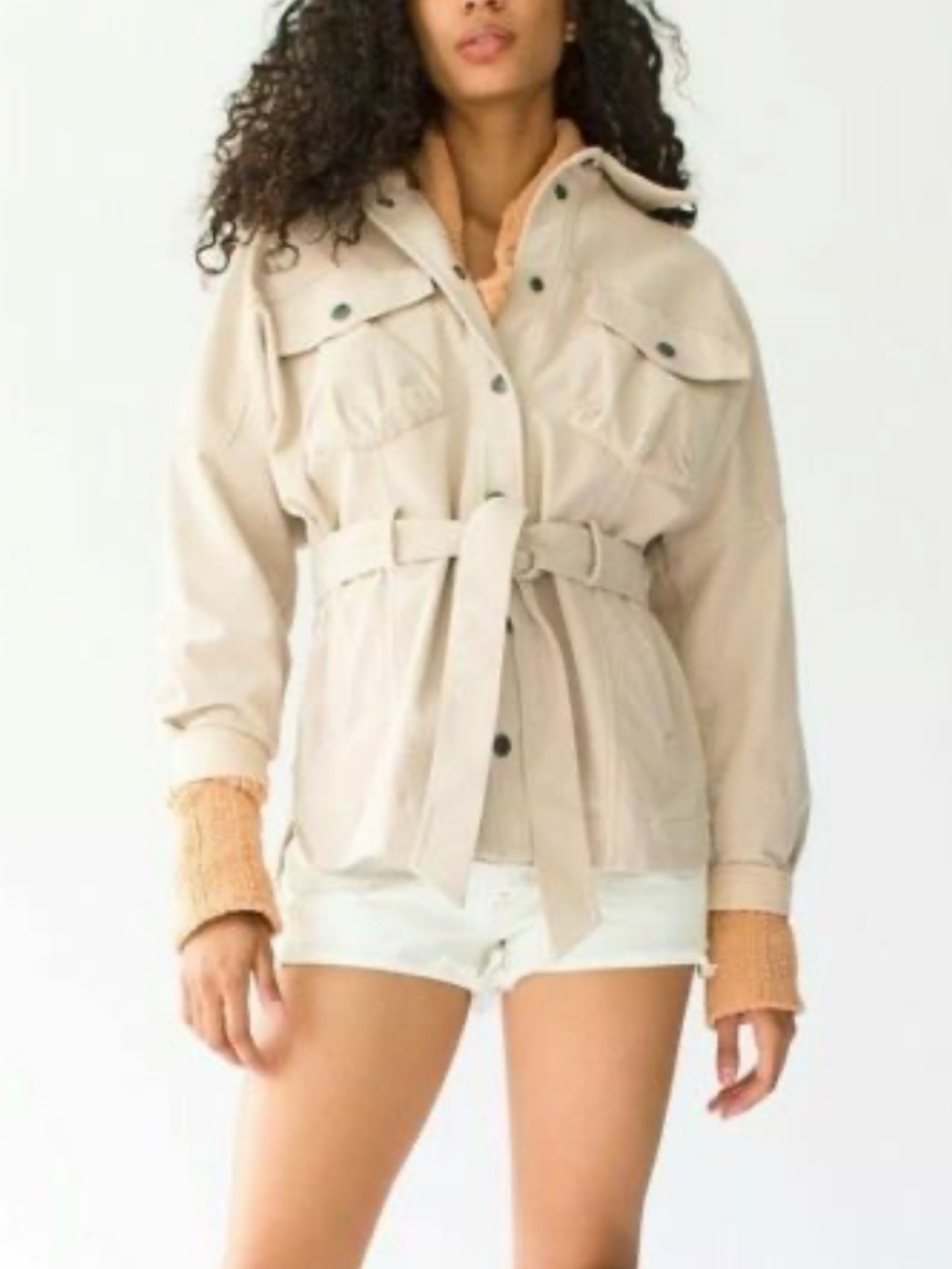 Free People Clyde Shirt Jacket Cream Size xs we The Free Light Beige